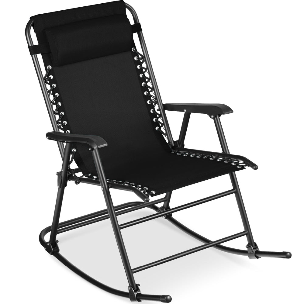 Steel Outdoor Zero Gravity Rocking Lawn Chair in Black - 283