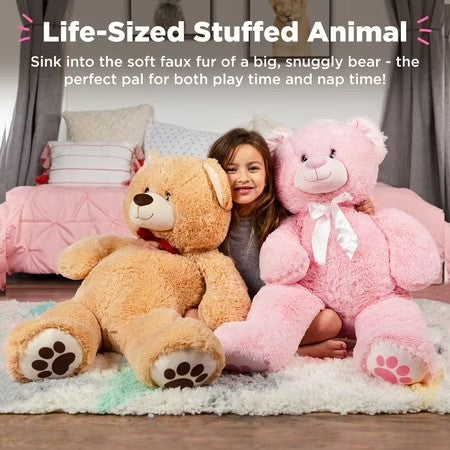 Best Choice Products 35in Giant Soft Plush Teddy Bear Stuffed Animal Toy w/ Bow Tie, Footprints - Brown -J4-0417