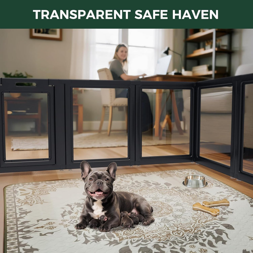 FXW AuraSpace Acrylic Indoor Dog Playpen for Small and Medium Dogs, 30 Inch, 12 Panels, Black - D5 - 408