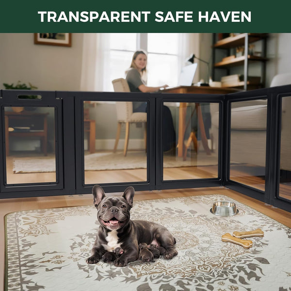 FXW AuraSpace Acrylic Indoor Dog Playpen for Small and Medium Dogs, 30 Inch, 12 Panels, Black - D5 - 408