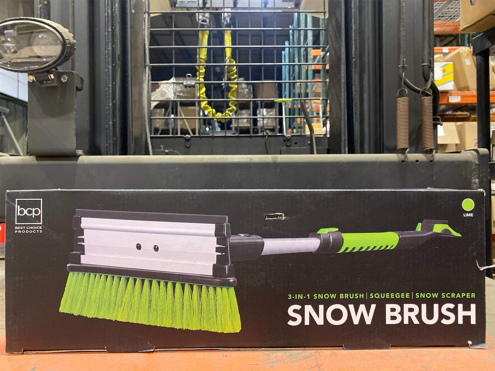 Best Choice Products Snow Brush with Squeegee & Ice Scraper, Up to 39" Extendable Foam Grip, 270  Pivoting Snow Brush for Car Truck SUV, Storage Bag Included - Lime - K6 - 446