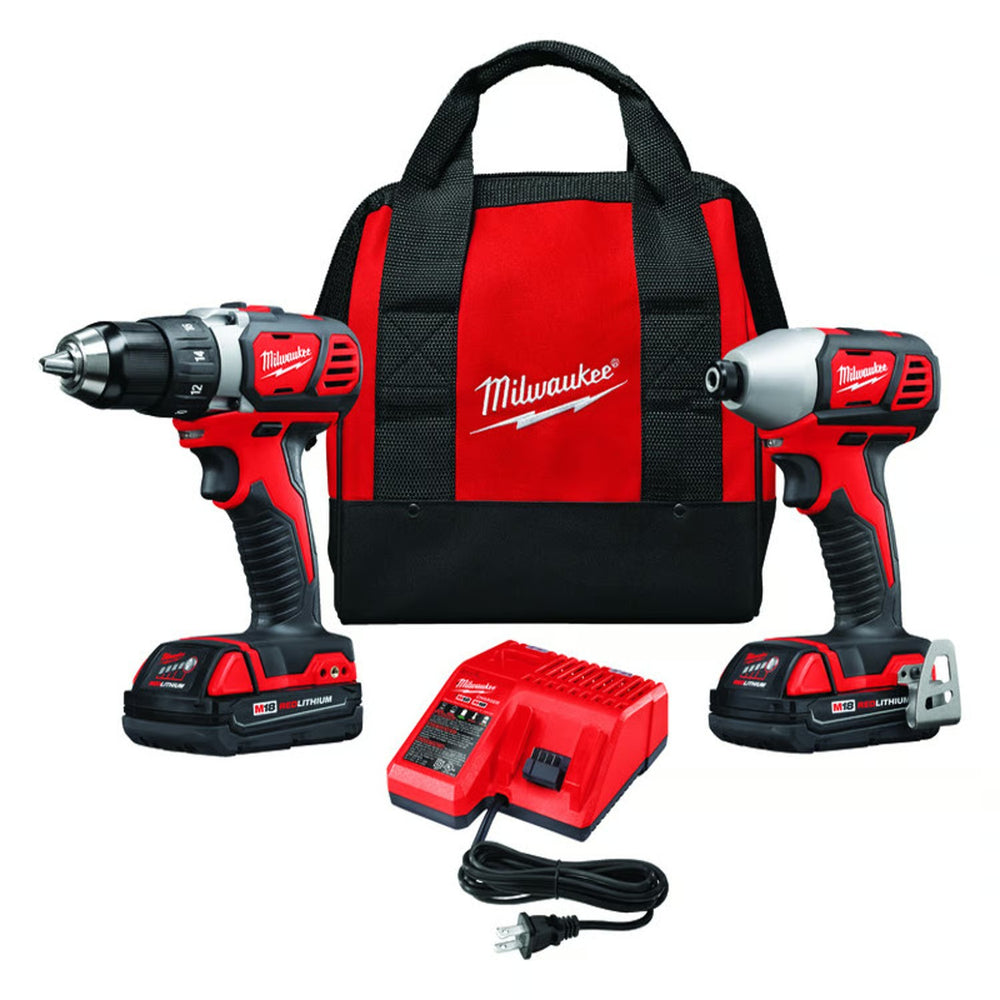 Milwaukee M18 Cordless Brushed 2 Tool Drill/Driver and Impact Driver Kit L433 - Tested and Working