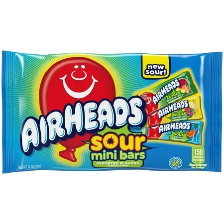 Airheads Candy Variety Bag, Individually Wrapped Assorted Fruit Sour Mini Bars, Nut Free, 12 oz - QTY 6 - B75