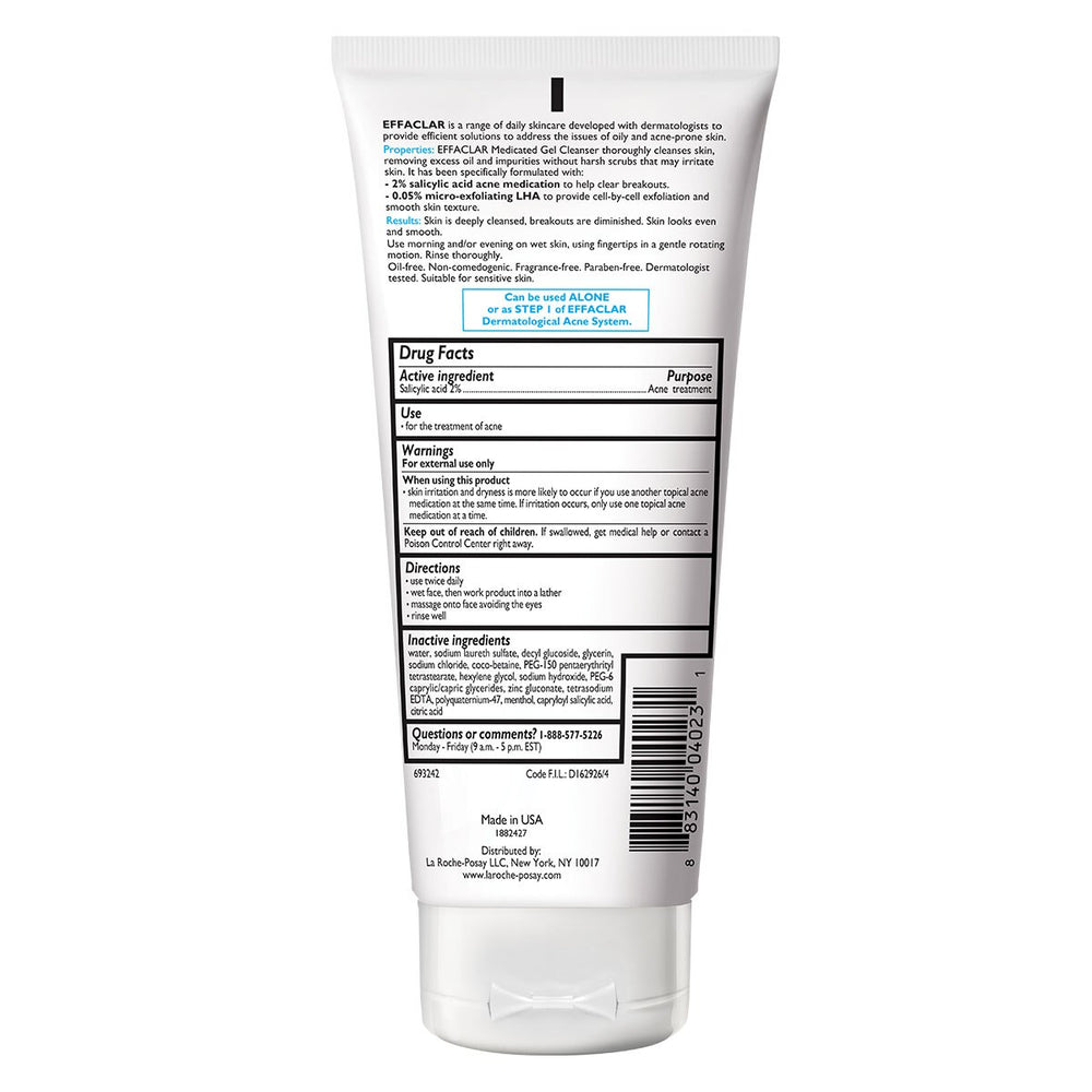 La Roche-Posay Effaclar Medicated Gel Face Cleanser, 6.76 OZ - K1 - 1394