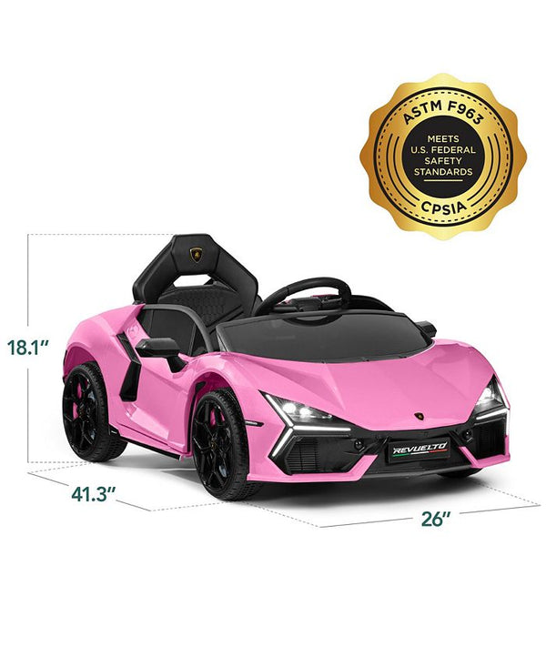 Best Choice Products Kids 12V Ride-On Car Officially Licensed Lamborghini Revuelto w/ Remote, LED Lights - Pink