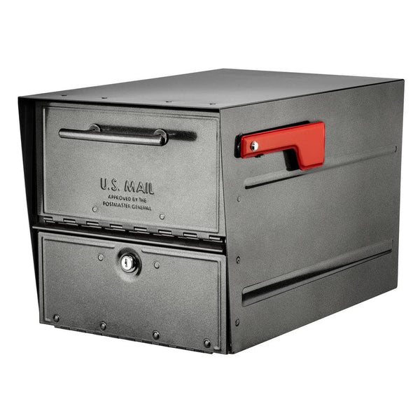 Oasis Eclipse Pewter, Large, Steel, Locking, Post Mount Parcel Mailbox 258