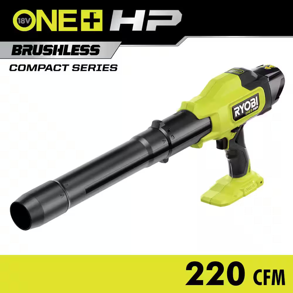 RYOBI ONE+ HP 18V Brushless Cordless 220 CFM 140 MPH Compact Blower (Tool-Only) 1108