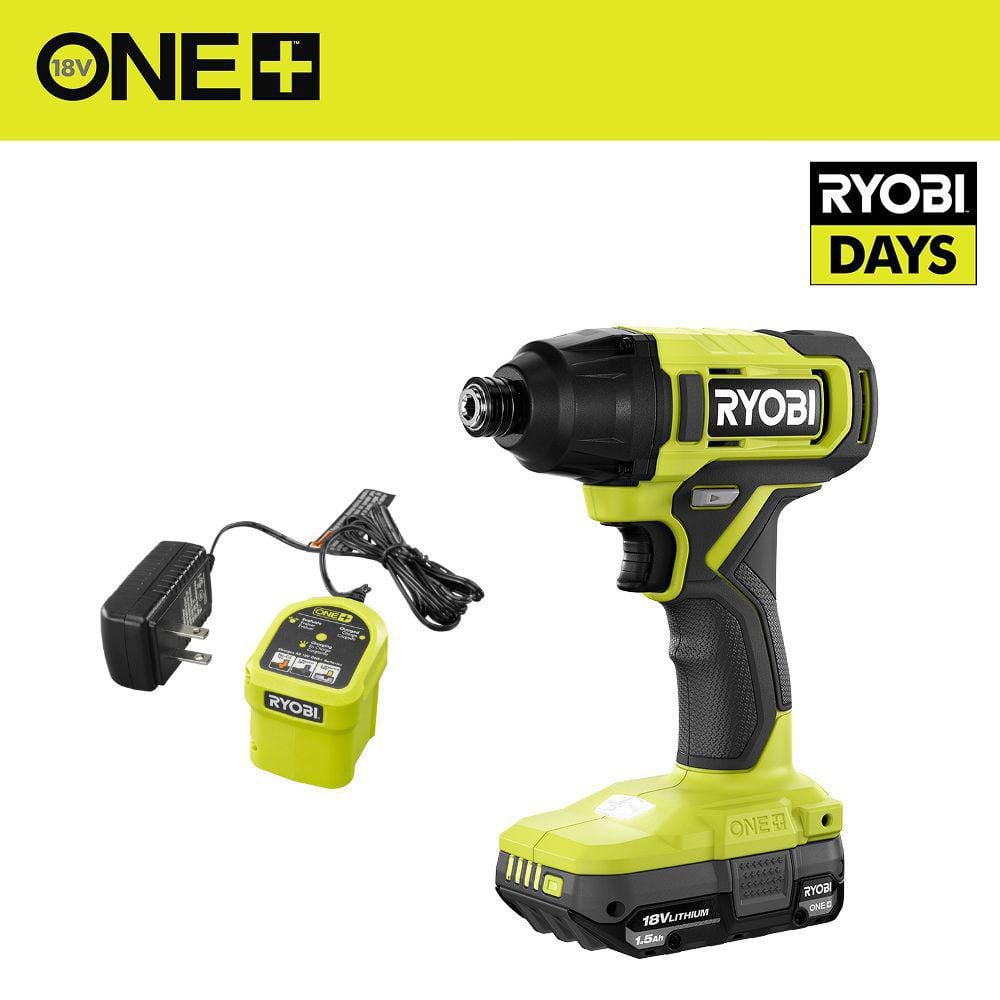 RYOBI ONE+ 18V Cordless 1/4 in. Impact Driver Kit with 1.5 Ah Battery and Charger - 355