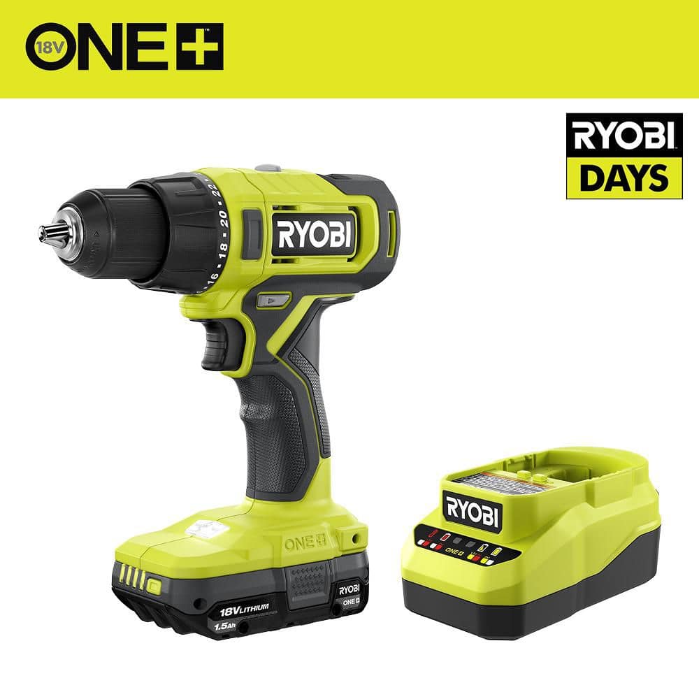 RYOBI ONE+ 18V Cordless 1/2 in. Drill/Driver Kit with (1) 1.5 Ah Battery and Charger 826
