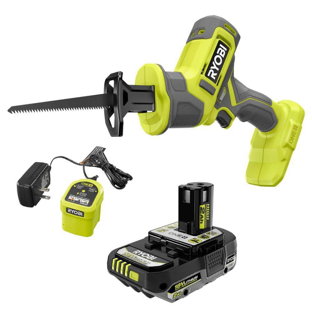 RYOBI ONE+ 18V Cordless One-Handed Reciprocating Saw Kit with 2 Ah Battery and Charger 360